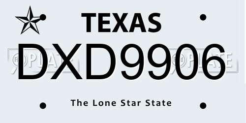 DXD9906 Texas License Plate