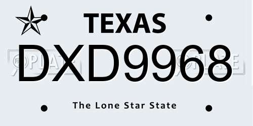 DXD9968 Texas License Plate