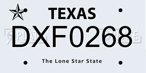 DXF0268 Texas License Plate
