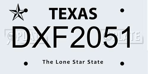 DXF2051 Texas License Plate