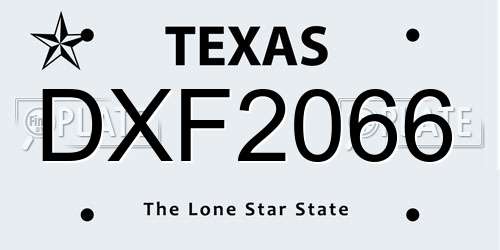 DXF2066 Texas License Plate