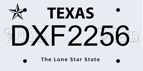 DXF2256 Texas License Plate