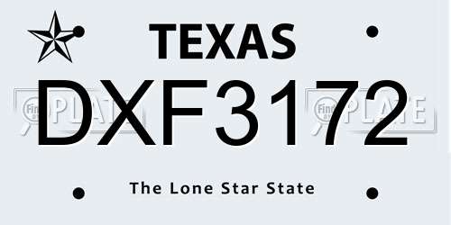 DXF3172 Texas License Plate