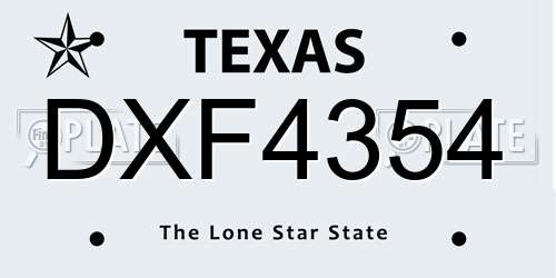 DXF4354 Texas License Plate
