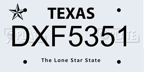 DXF5351 Texas License Plate