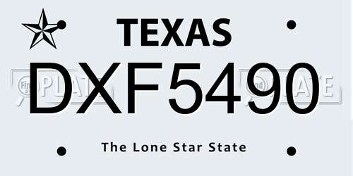 DXF5490 Texas License Plate