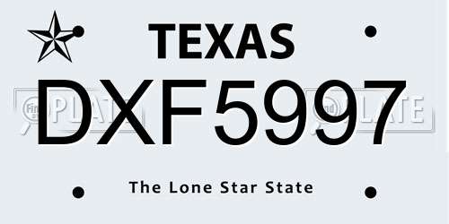 DXF5997 Texas License Plate