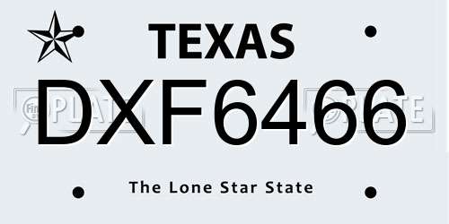 DXF6466 Texas License Plate