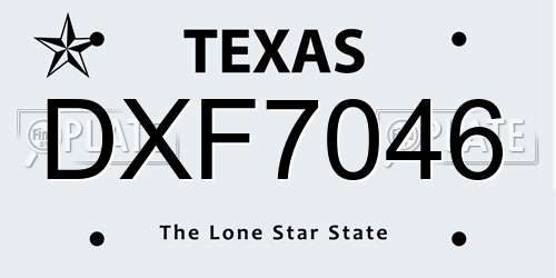 DXF7046 Texas License Plate