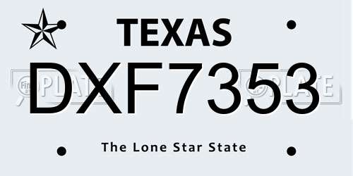DXF7353 Texas License Plate