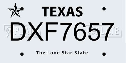 DXF7657 Texas License Plate