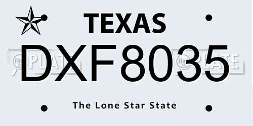 DXF8035 Texas License Plate
