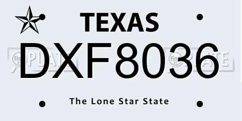 DXF8036 Texas License Plate