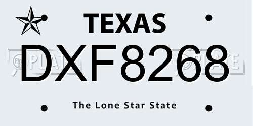 DXF8268 Texas License Plate