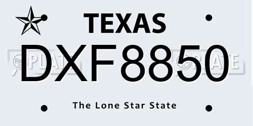 DXF8850 Texas License Plate