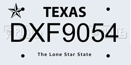DXF9054 Texas License Plate