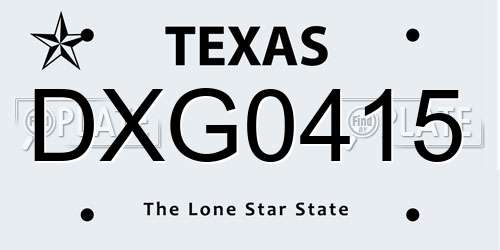 DXG0415 Texas License Plate