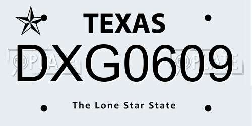 DXG0609 Texas License Plate