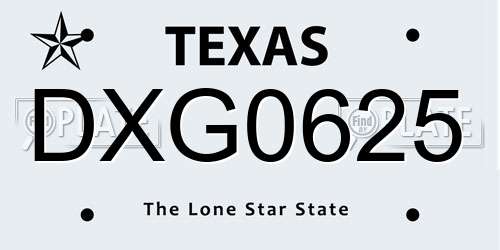 DXG0625 Texas License Plate