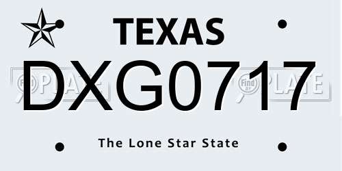 DXG0717 Texas License Plate
