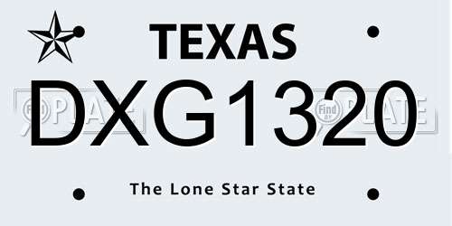 DXG1320 Texas License Plate