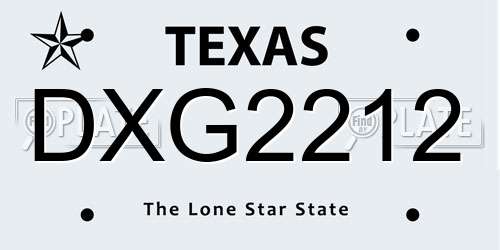 DXG2212 Texas License Plate