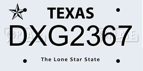 DXG2367 Texas License Plate
