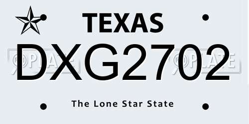 DXG2702 Texas License Plate