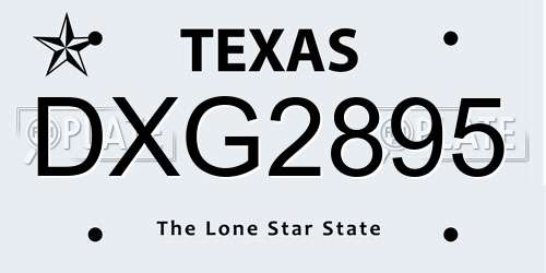 DXG2895 Texas License Plate