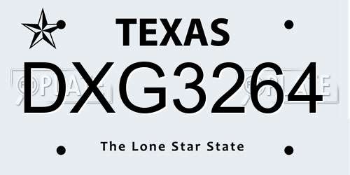 DXG3264 Texas License Plate