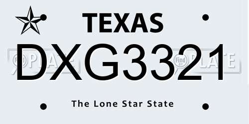 DXG3321 Texas License Plate