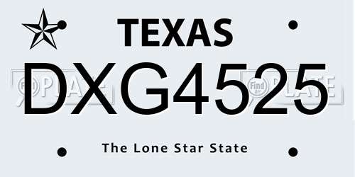 DXG4525 Texas License Plate