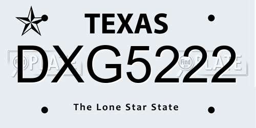DXG5222 Texas License Plate