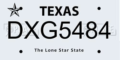DXG5484 Texas License Plate