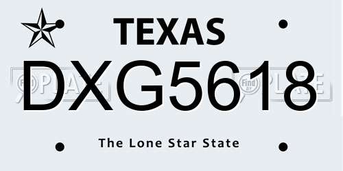 DXG5618 Texas License Plate