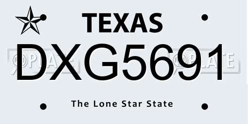 DXG5691 Texas License Plate