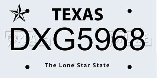 DXG5968 Texas License Plate