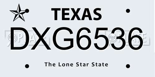 DXG6536 Texas License Plate