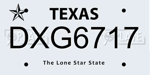 DXG6717 Texas License Plate