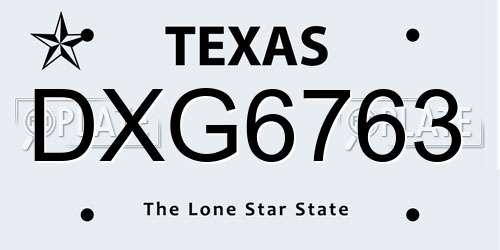 DXG6763 Texas License Plate