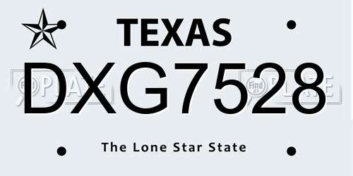 DXG7528 Texas License Plate
