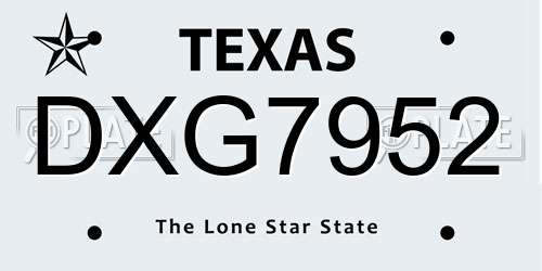 DXG7952 Texas License Plate