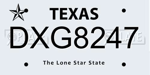 DXG8247 Texas License Plate