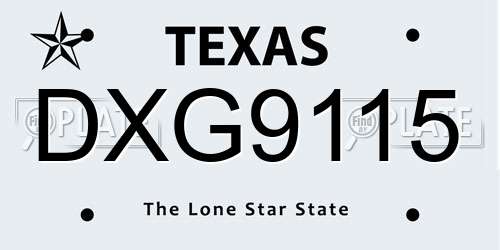 DXG9115 Texas License Plate