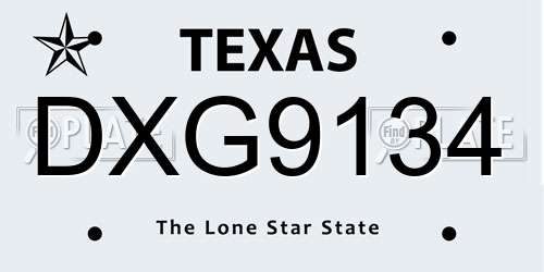 DXG9134 Texas License Plate