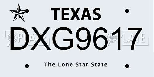 DXG9617 Texas License Plate