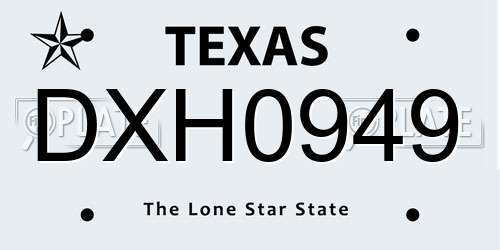 DXH0949 Texas License Plate