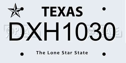 DXH1030 Texas License Plate