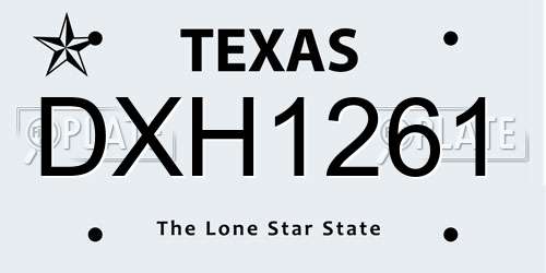 DXH1261 Texas License Plate
