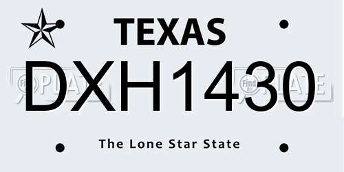 DXH1430 Texas License Plate